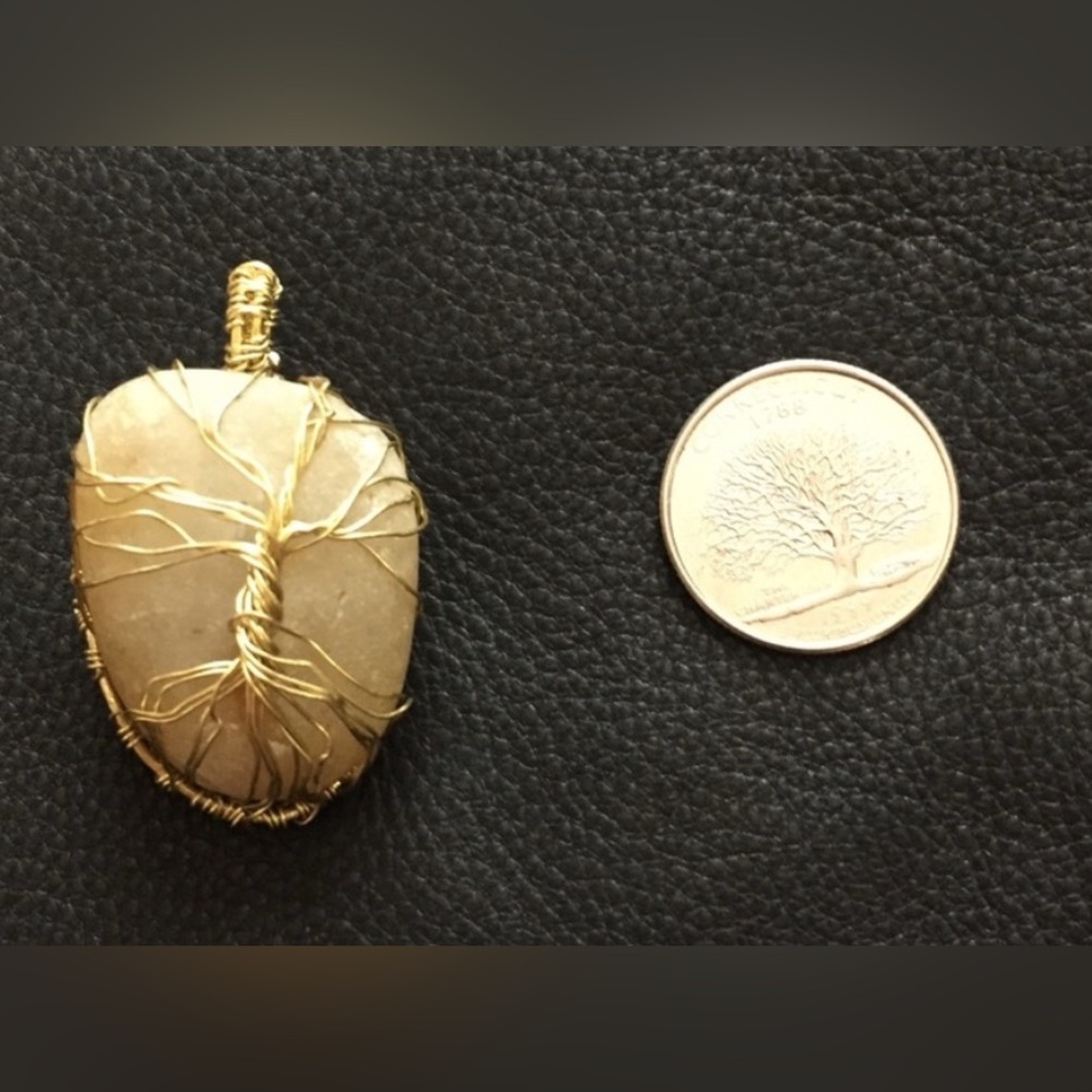 Golden Healer Agate Wire Wrapped Tree of Life Pendant
